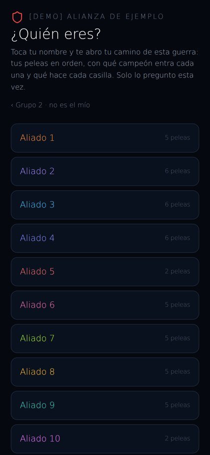Lista de aliados en el celular